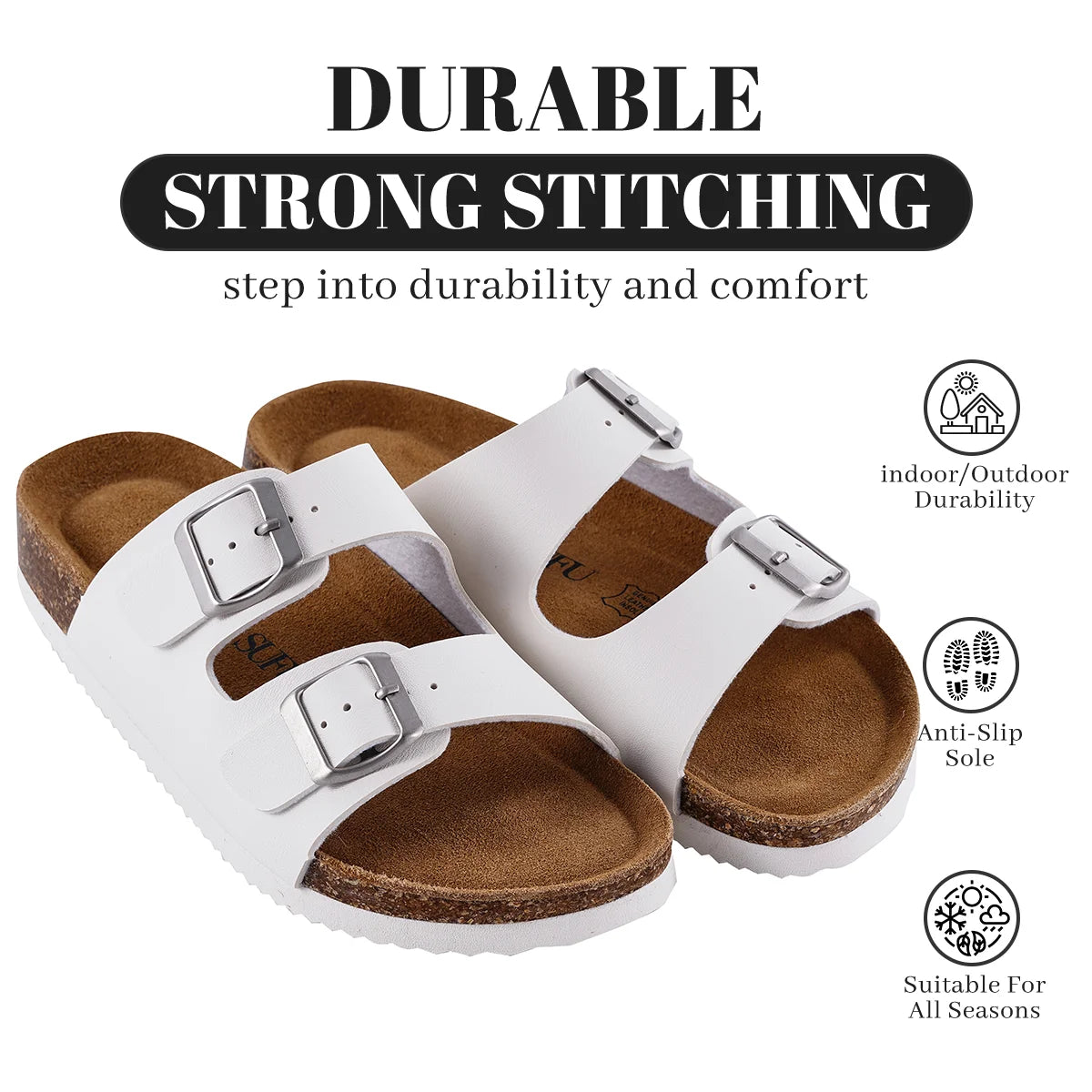 New Summer Women's Slippers Fashion Birkenstocks Women Cork Slipper Casual Beach Double Buckle Non-slip Slides