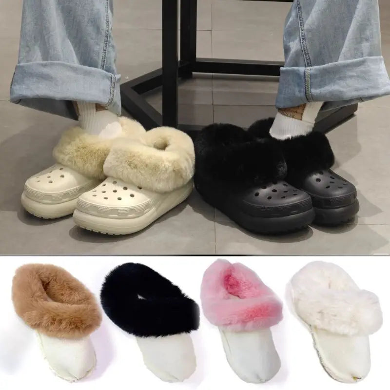 1 Pair Winter Warm Plush Insoles Inserts Removable Plush Liner Shoes Insoles Furry Sleeve For Clogs Slippers Lined Shoes Cover