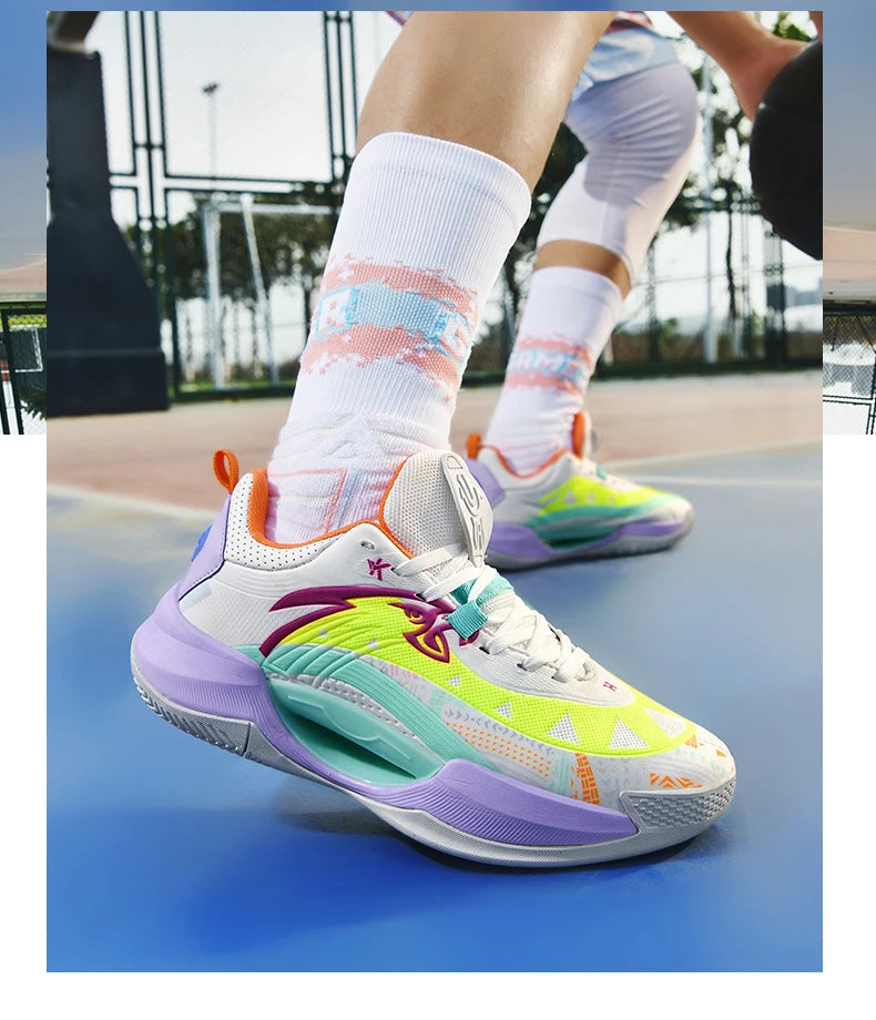 Reflective Basketball Shoes Original Shoes Basketball Sneakers Outdoor Rubber Anti Slip Sports Training Shoes Male
