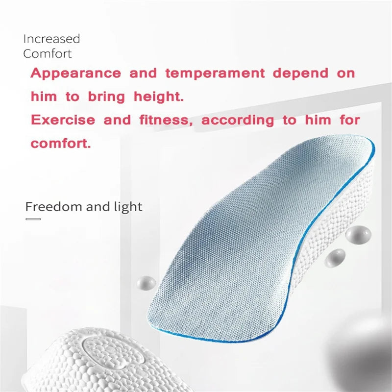 Arch Support Increase Height Insoles Light Weight Soft Elastic Lift for Men Women Shoes Pads 1.5CM 2.5CM 3.5CM Heighten Lift