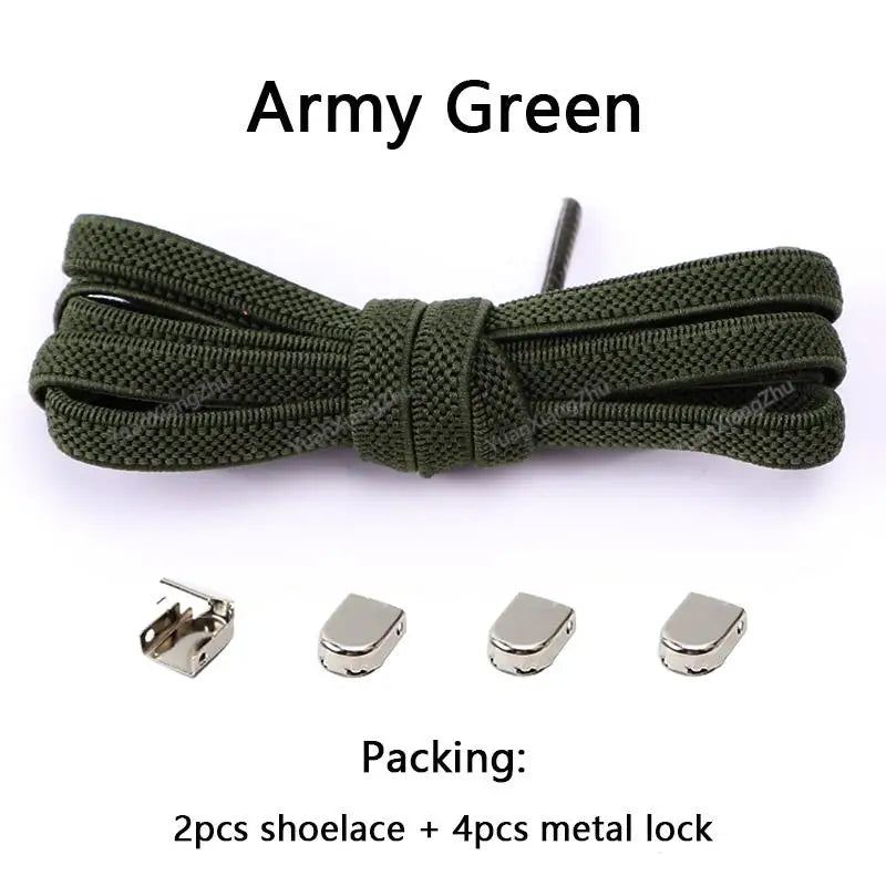 No tie Shoe laces Elastic laces Sneakers Flat Shoelaces without ties Quick Shoelace for Shoes  Adult One Size fits All Shoes