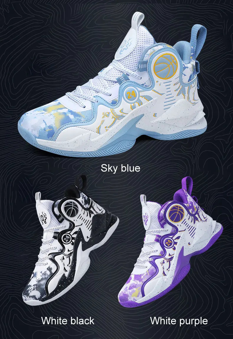 Men’s Basketball Shoes – Non-Slip, Breathable Outdoor Sneakers with Graffiti Design