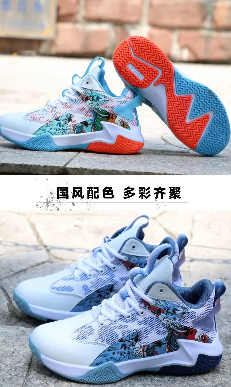 Men’s High-Top Basketball Shoes – Lightweight Cushioned Sneakers for Outdoor Training
