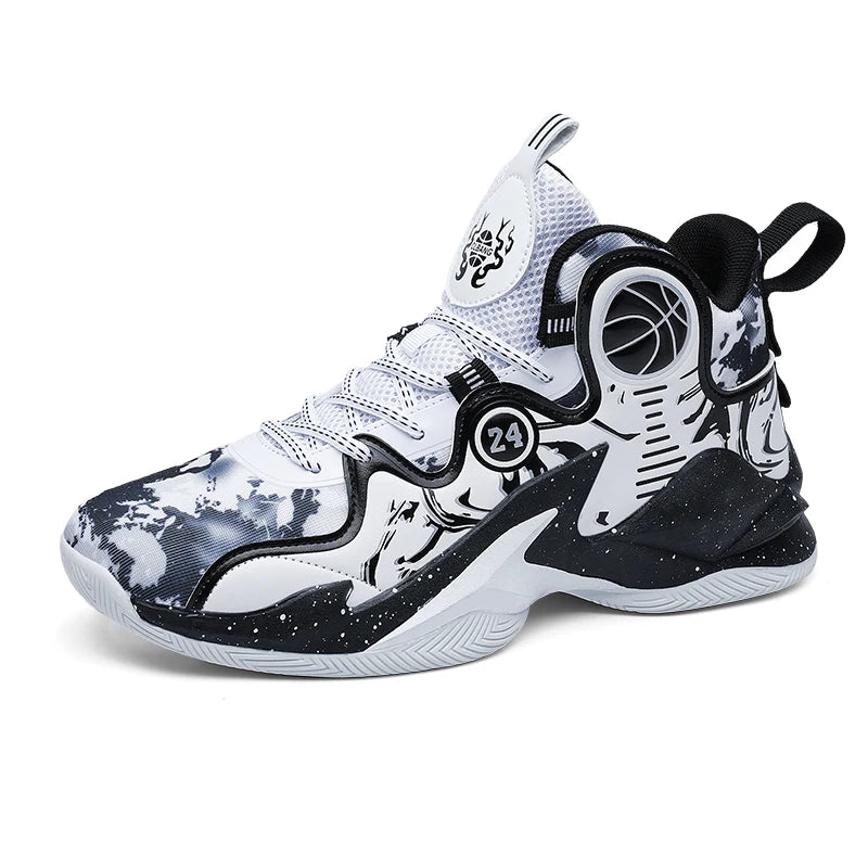Men’s Basketball Shoes – Non-Slip, Breathable Outdoor Sneakers with Graffiti Design