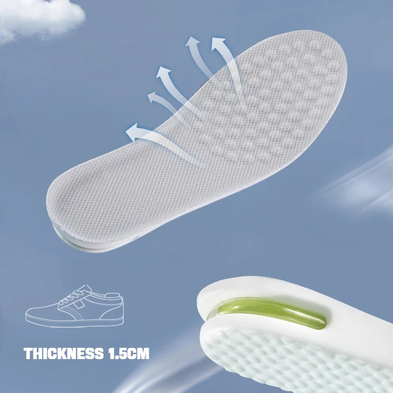 1Pair Height Increase Insole for Feet Sports Air Insoles Comfort Plantar Fasciitis Shoes Inserts Shock Absorbing Shoe Pads