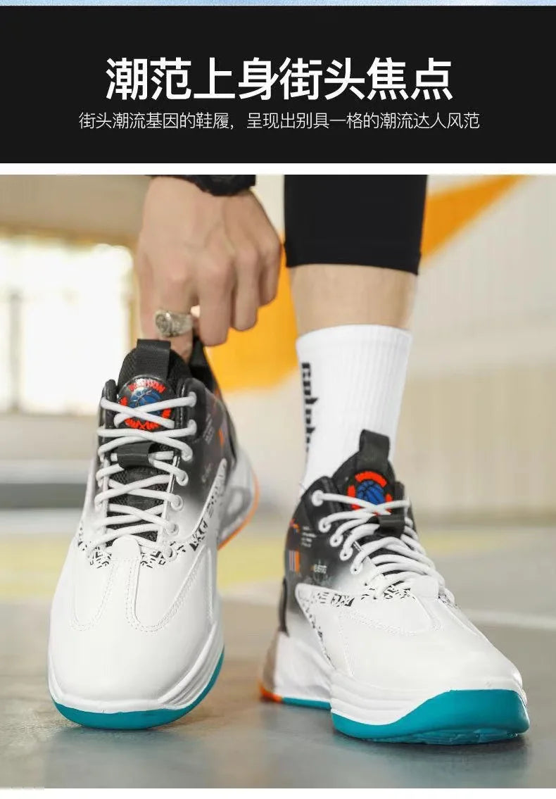 Men’s High-Top Basketball Shoes – Breathable Outdoor Sport Sneakers