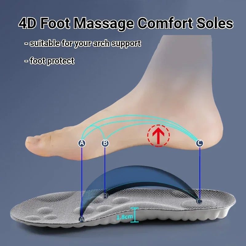 High Elasticity Latex Sport Insoles Soft Shoe Pads Arch Support Orthotic Insoles Breathable Deodorant Shock Absorption Cushion