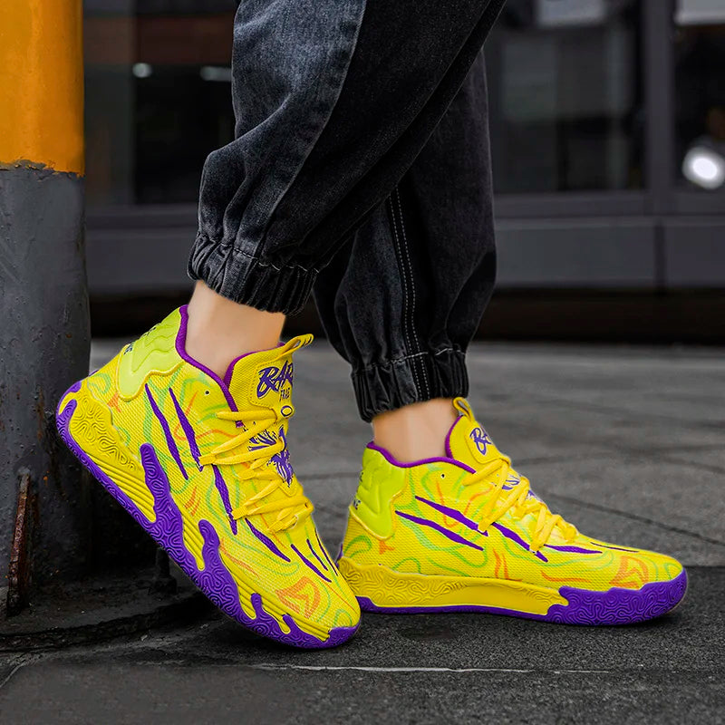 High-Top Basketball Sneakers – Breathable Cushioned Sports Shoes