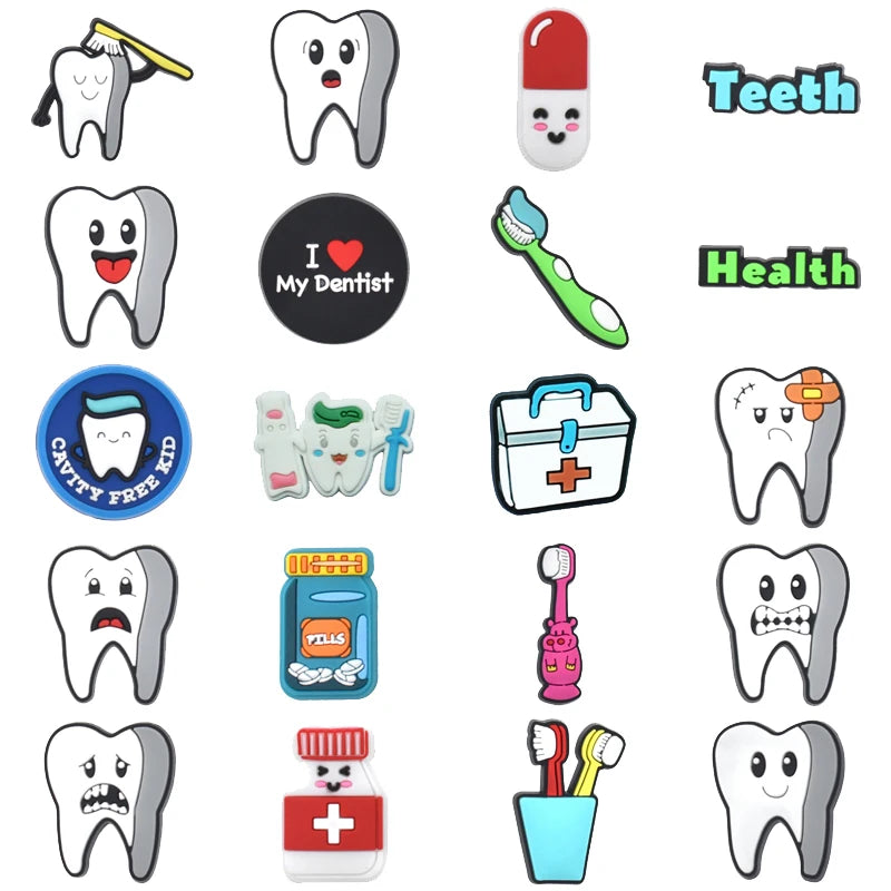 Pack Pins for Crocs Charms Shoes Accessories Dentistry Teeth Doctor Decoration Jeans Women Sandals Buckle Kids Favors Men Badges