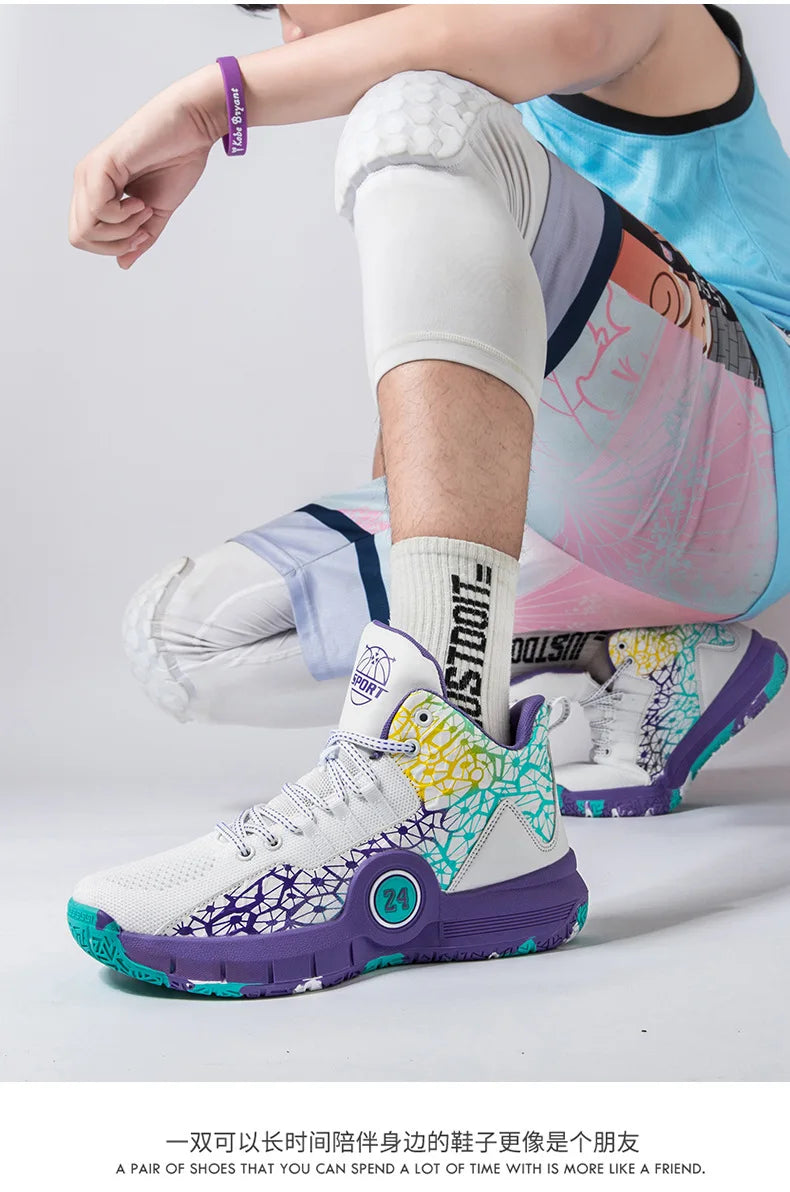 Men Professional Basketball Shoes Kids Men's Cushioning Light Basketball Sneakers Women Mesh Breathable Outdoor Sports Shoes