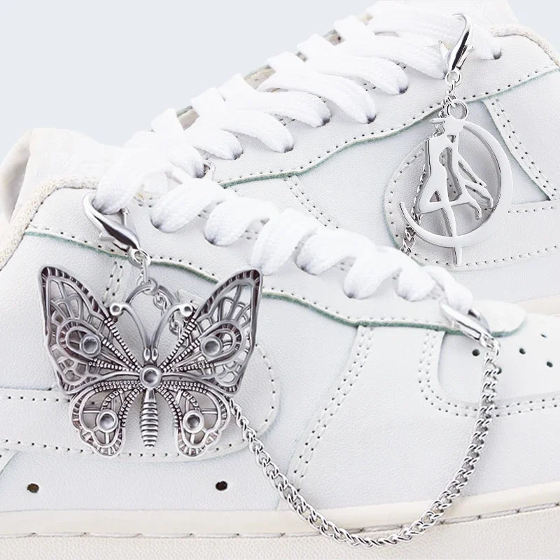 1PCS DIY Heart Star Pearl Shoe Chain Punk Original Detachable Studded Pentagram Shoe Accessories Jewelry Penda