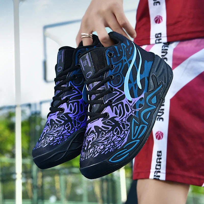 Mens Basketball Shoes Lightweight Comfortable Summer Fitness Training Shock-absorbing High-top Casual Walking Shoes for Men