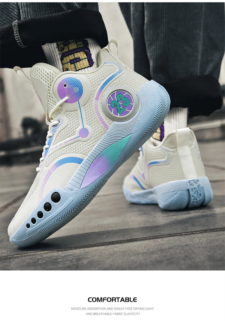 Men's Basketball Shoes Breathable Cushioning Non-Slip Wearable Sports Shoes Gym Training Athletic Basketball Sneakers for Women