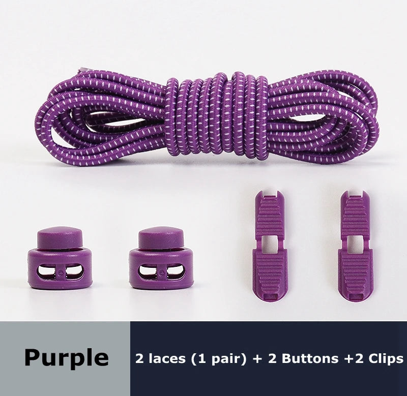 Round Shoe Laces Elastic No Tie Shoelaces Plastic Lock Suitable For All Sports Shoes Accessories Lazy Shoe Lace Rubber band