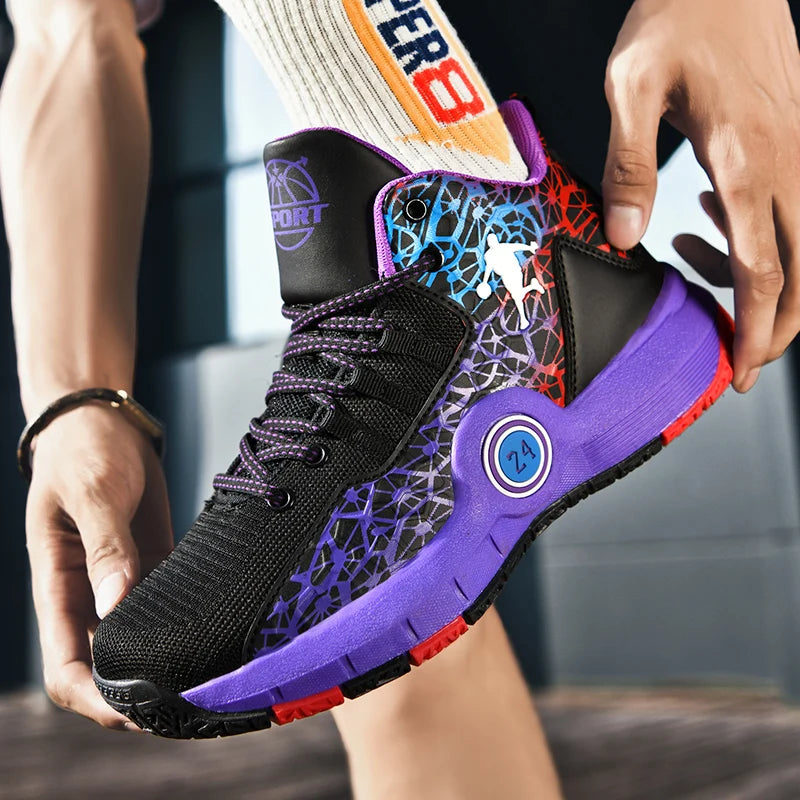 Basketball Shoes Men Field Training Non-slip High-top Luxyry Design Mesh Breathable Sneakers Pro Basketball Boots