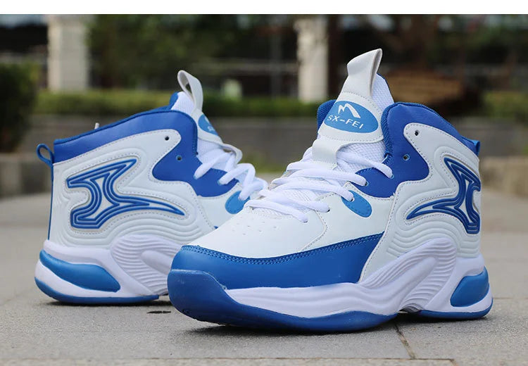 Men’s High-Top Basketball Shoes – Leather, Non-Slip, Cushioned Outdoor Sneakers
