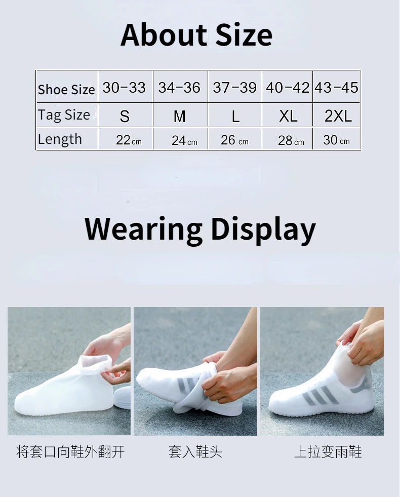 Reusable Rain Boots Waterproof Rain Shoes Covers Non Slip Silicone Overshoes Unisex Rubber Water Resistant Shoe Covers Rainy Day