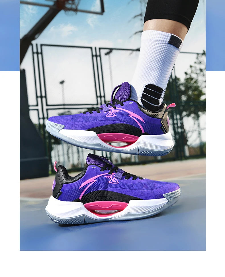 Reflective Basketball Shoes Original Shoes Basketball Sneakers Outdoor Rubber Anti Slip Sports Training Shoes Male