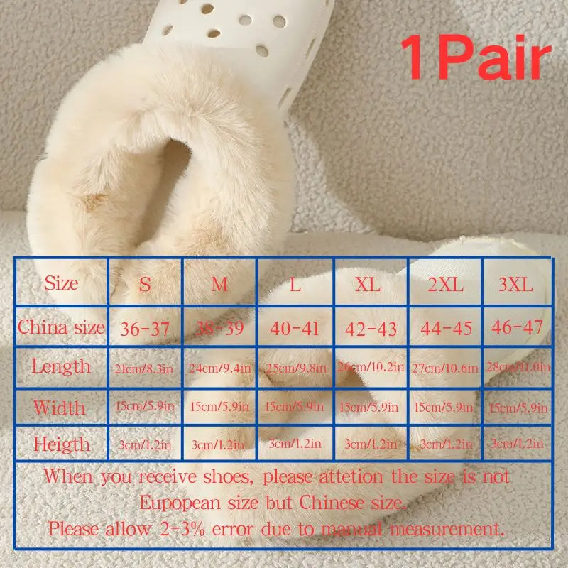 1Pair Plus Size Winter Warm Shoe Cover Clog Fur Lining Replacement Thicken Shoe Pads Clogs Slippers Plush Liner Shoe Accessories