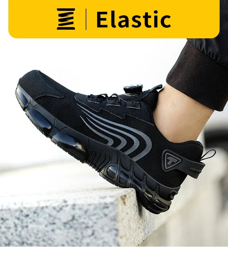 Rotary Button New Safety Shoes For Men, Anti-Impact And Anti-Piercing Work Shoes, Fashionable Men's sports Shoes, and Safety