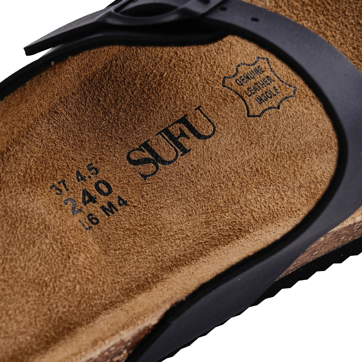 Summer Cork Sandals Women's Leather Clogs Slippers Black Classic Buckle Cork Slides Slippers Casual Slippers