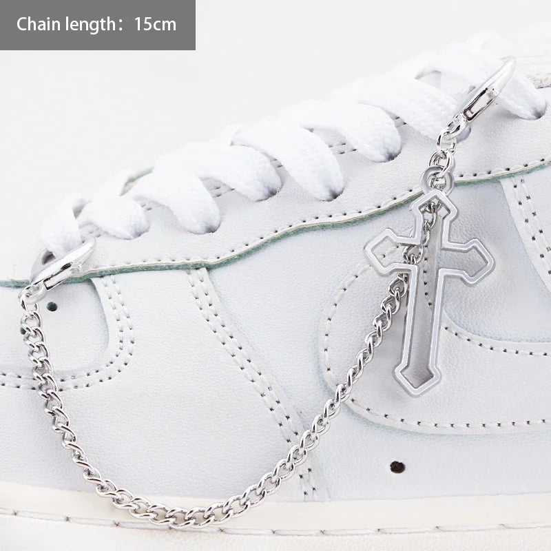 1PCS DIY Heart Star Pearl Shoe Chain Punk Original Detachable Studded Pentagram Shoe Accessories Jewelry Penda