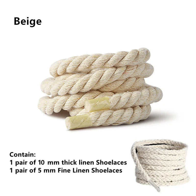 2 pair/set Vintage DIY Linen Cotton Weaving Style Bold Shoelaces Low-top Canvas Green Shoes laces Women Men Shoelaces Dropship
