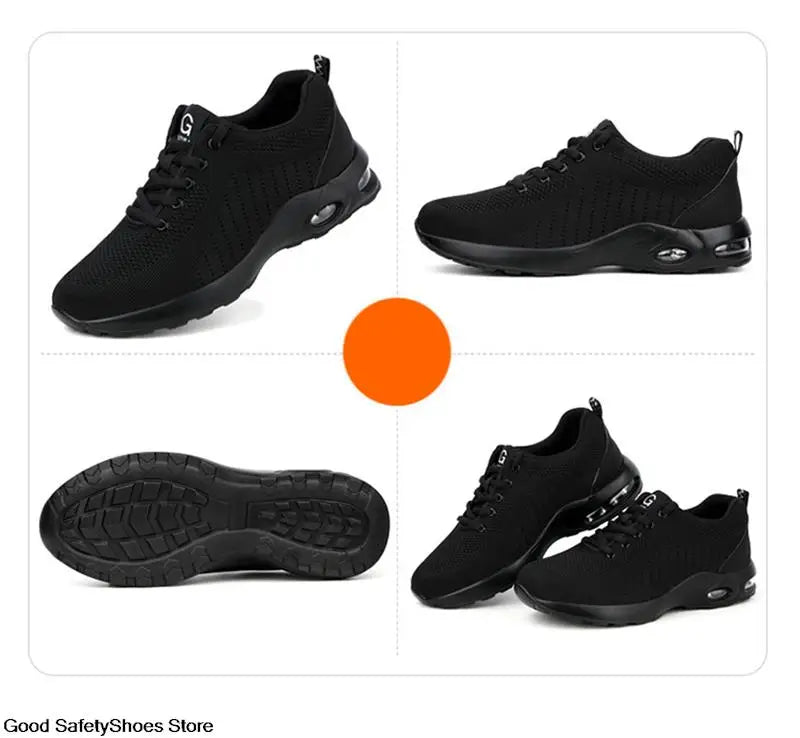Steel Toe Safety Shoes Men Women Security Protection Work Shoes Lightweight Safety Boots Air Cushion Indestructible Shoes