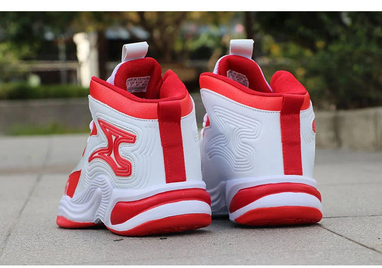 Men’s High-Top Basketball Shoes – Leather, Non-Slip, Cushioned Outdoor Sneakers