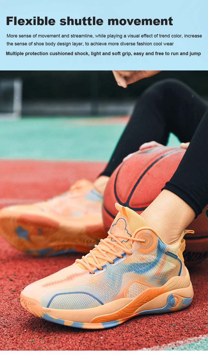 Men’s Mid Basketball Shoes – Non-Slip, Cushioned Outdoor Workout Sneakers