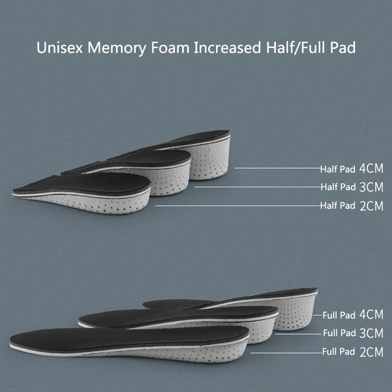2-4cm Memory Foam Insoles for Shoes Men Height Increase Templates Breathable Sweat-absorbent Insoles for Feet Running Accessorie