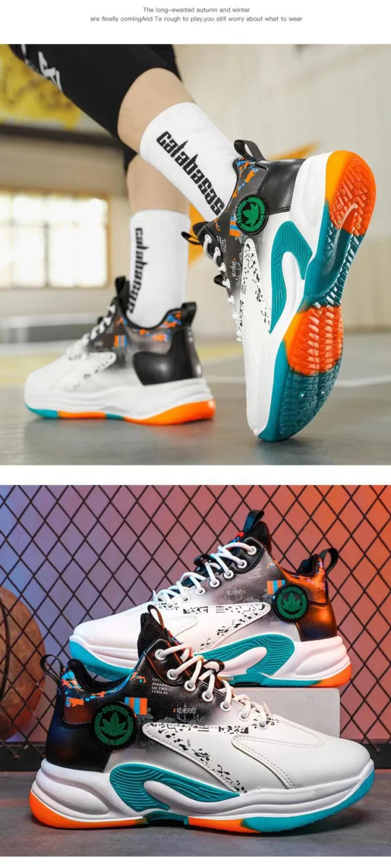 Men’s High-Top Basketball Shoes – Breathable Outdoor Sport Sneakers