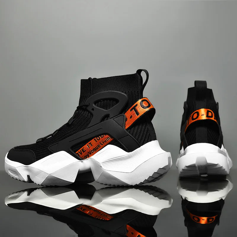 2025 New Men'S Breathable, Lightweight And Comfortable Sports Basketball Shoes Men'S High-Top Increased Fashion Trendy Shoes