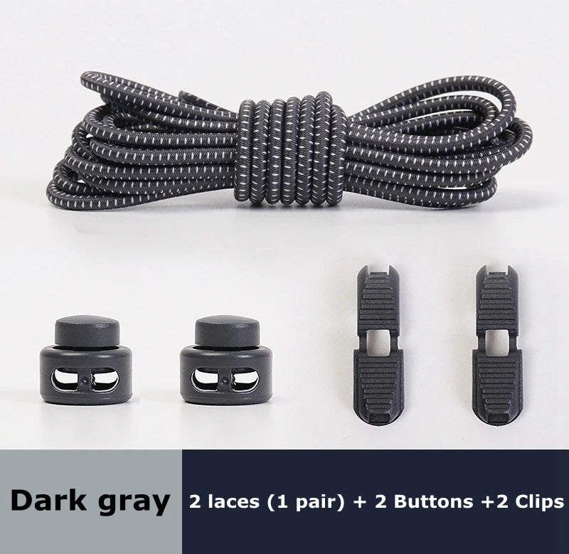 Round Shoe Laces Elastic No Tie Shoelaces Plastic Lock Suitable For All Sports Shoes Accessories Lazy Shoe Lace Rubber band