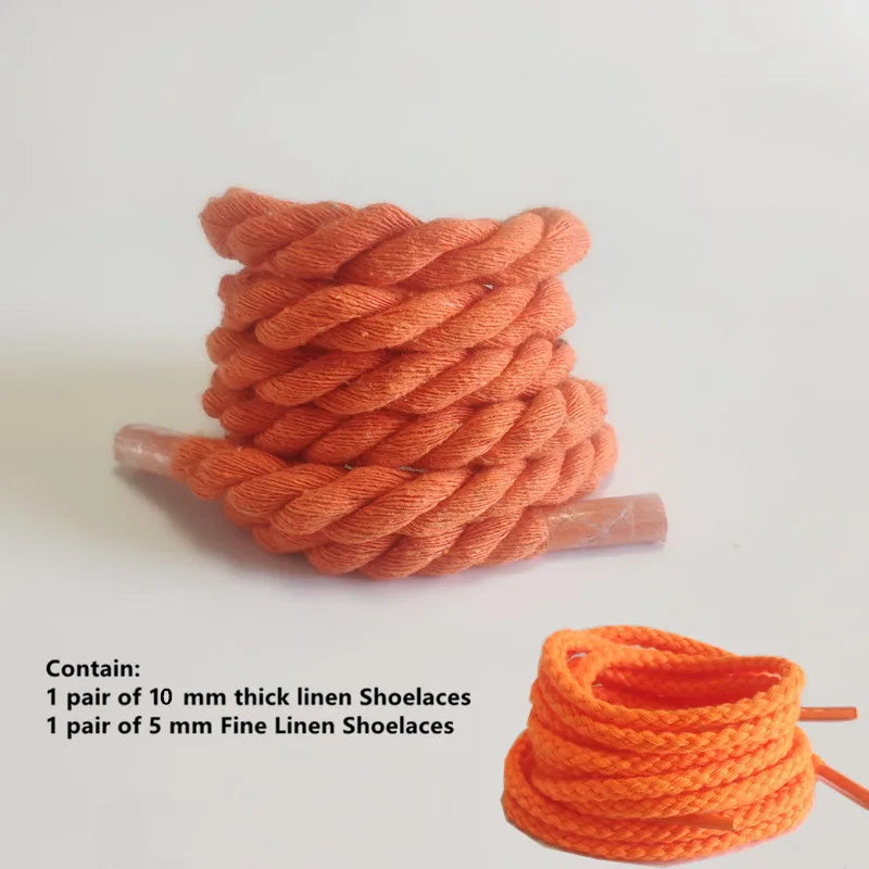 2 pair/set Vintage DIY Linen Cotton Weaving Style Bold Shoelaces Low-top Canvas Green Shoes laces Women Men Shoelaces Dropship