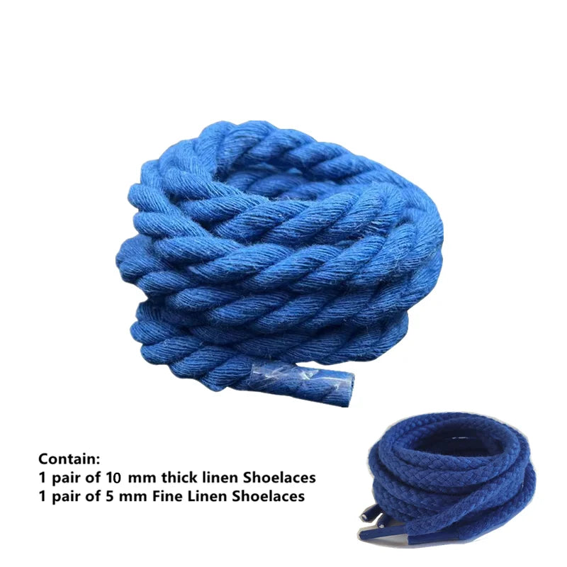 2 pair/set Vintage DIY Linen Cotton Weaving Style Bold Shoelaces Low-top Canvas Green Shoes laces Women Men Shoelaces Dropship