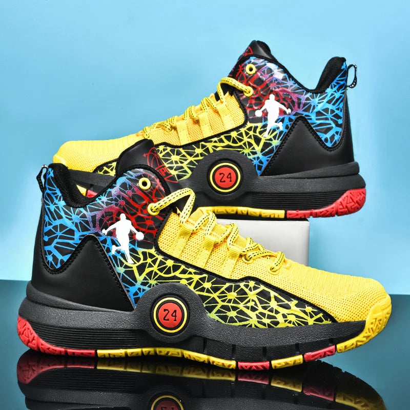 Basketball Shoes Men Field Training Non-slip High-top Luxyry Design Mesh Breathable Sneakers Pro Basketball Boots