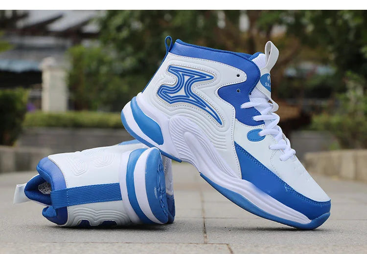 Men’s High-Top Basketball Shoes – Leather, Non-Slip, Cushioned Outdoor Sneakers
