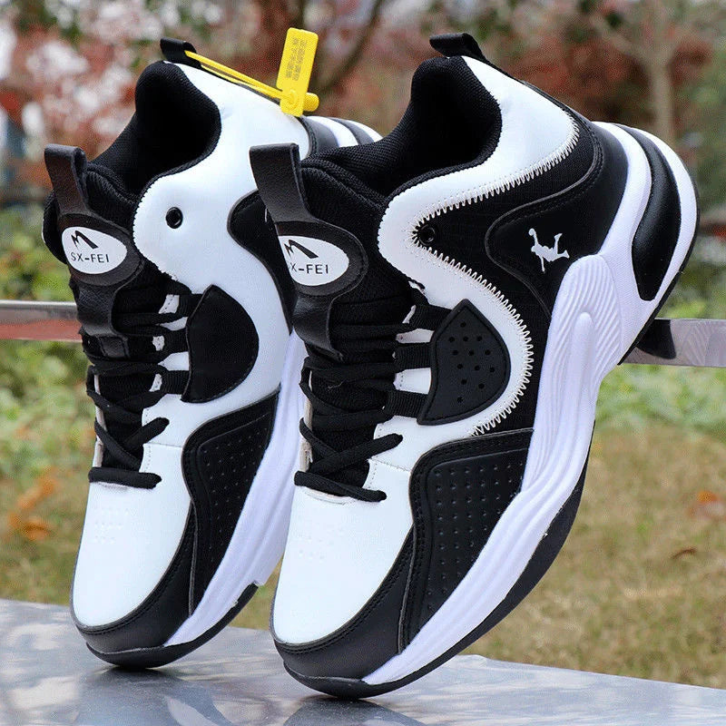 Men’s High-Top Basketball Shoes – Leather, Non-Slip, Cushioned Outdoor Sneakers