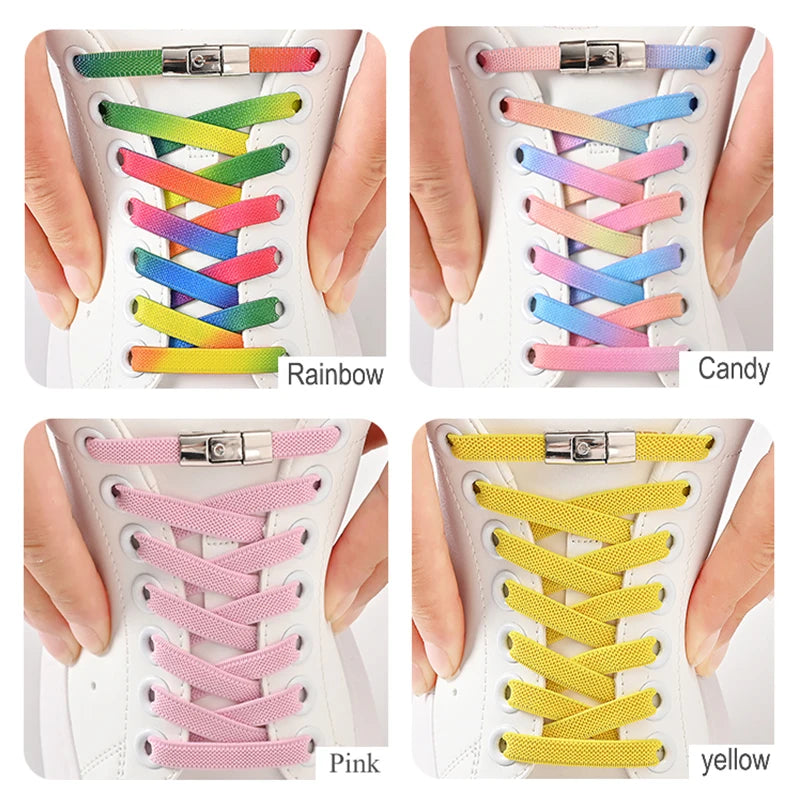 8mm No Tie Shoe Laces Press Lock Shoelaces Without Ties Elastic Laces Sneaker Adult Widened Flat Shoelace for Shoes