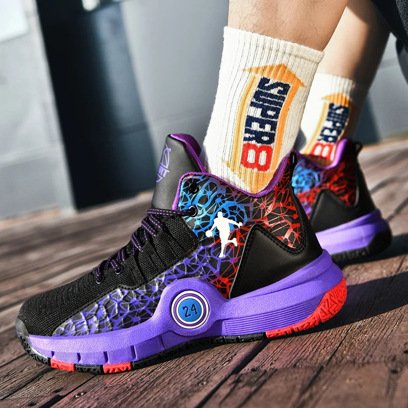 Basketball Shoes Men Field Training Non-slip High-top Luxyry Design Mesh Breathable Sneakers Pro Basketball Boots