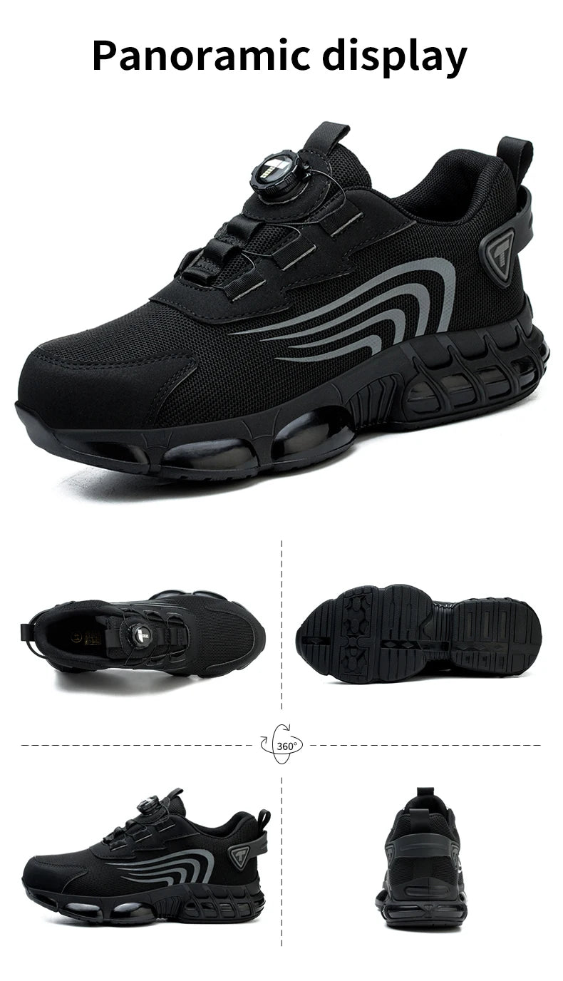 Rotary Button New Safety Shoes For Men, Anti-Impact And Anti-Piercing Work Shoes, Fashionable Men's sports Shoes, and Safety