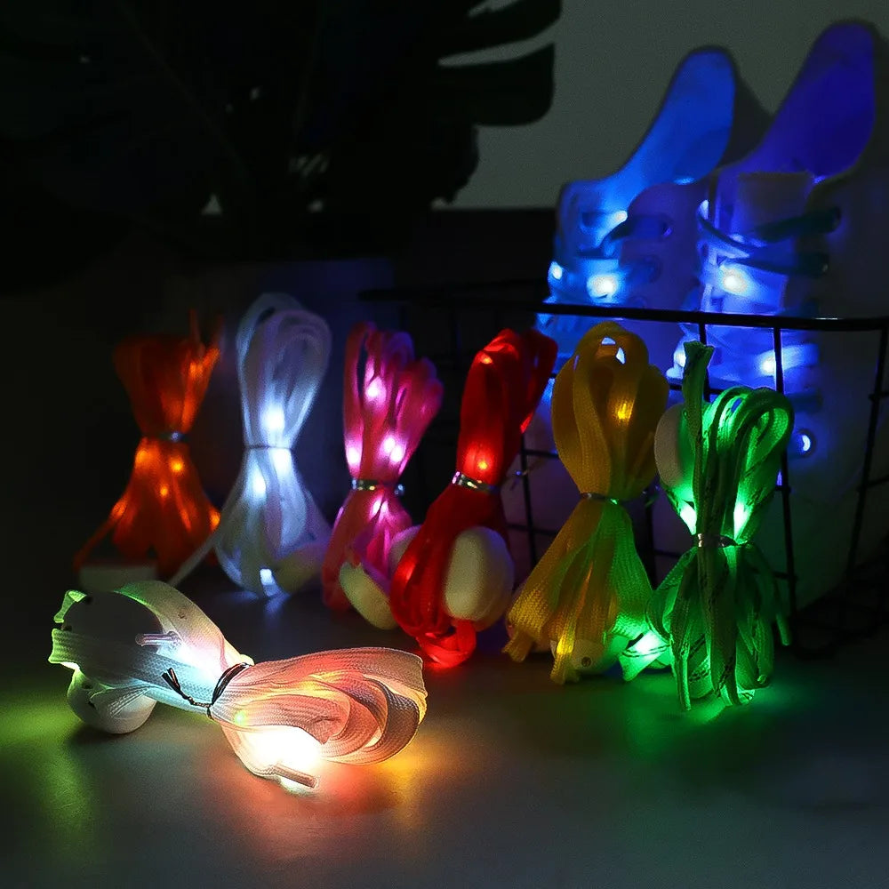 120cm LED Sport Luminous Shoelaces Glow Shoe Strings Round Flash Light Shoelaces Batteries LED Lazy Shoe Laces Party Decor