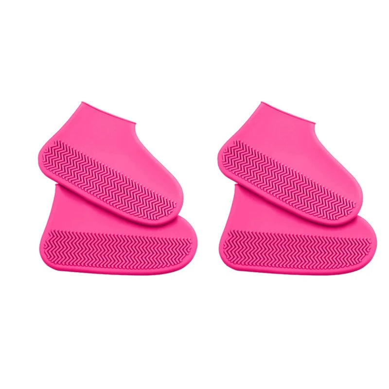 2pcs Waterproof Non-slip Silicone Shoe High Elastic Wear-resistant Unisex Rain Boots for Outdoor Rainy Day Reusable Shoe Cover