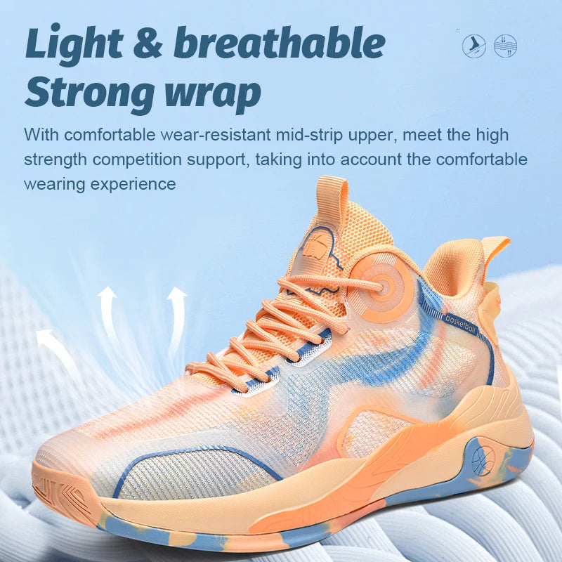 Men’s Mid Basketball Shoes – Non-Slip, Cushioned Outdoor Workout Sneakers