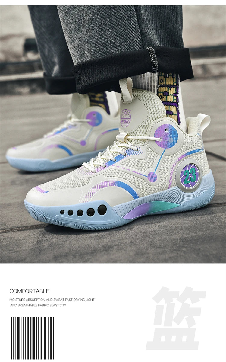 Men's Basketball Shoes Breathable Cushioning Non-Slip Wearable Sports Shoes Gym Training Athletic Basketball Sneakers for Women