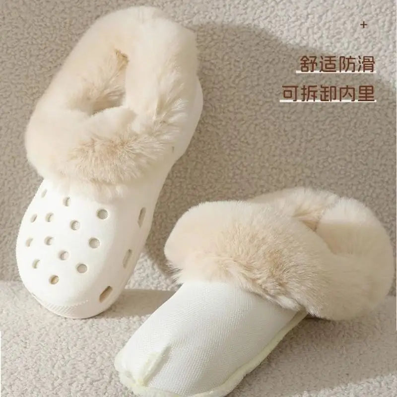 1Pair Plus Size Winter Warm Shoe Cover Clog Fur Lining Replacement Thicken Shoe Pads Clogs Slippers Plush Liner Shoe Accessories