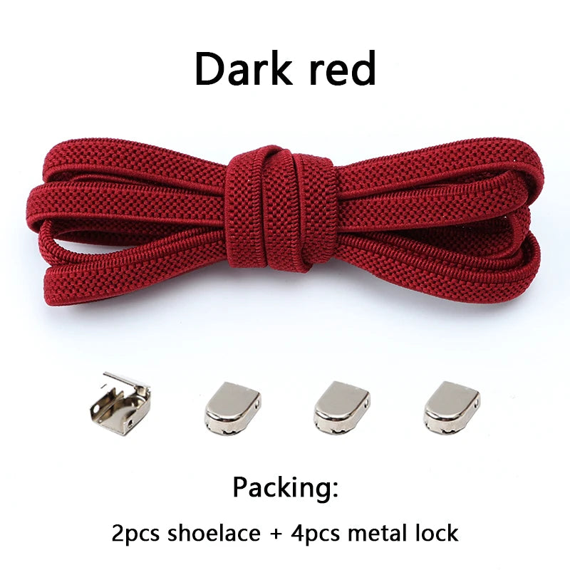 4Pcs No Tie Shoelaces Metal Buckles Elastic for Sneakers One Size Fits All Adult Quick Laces Lazy Sport Rubber Shoestrings