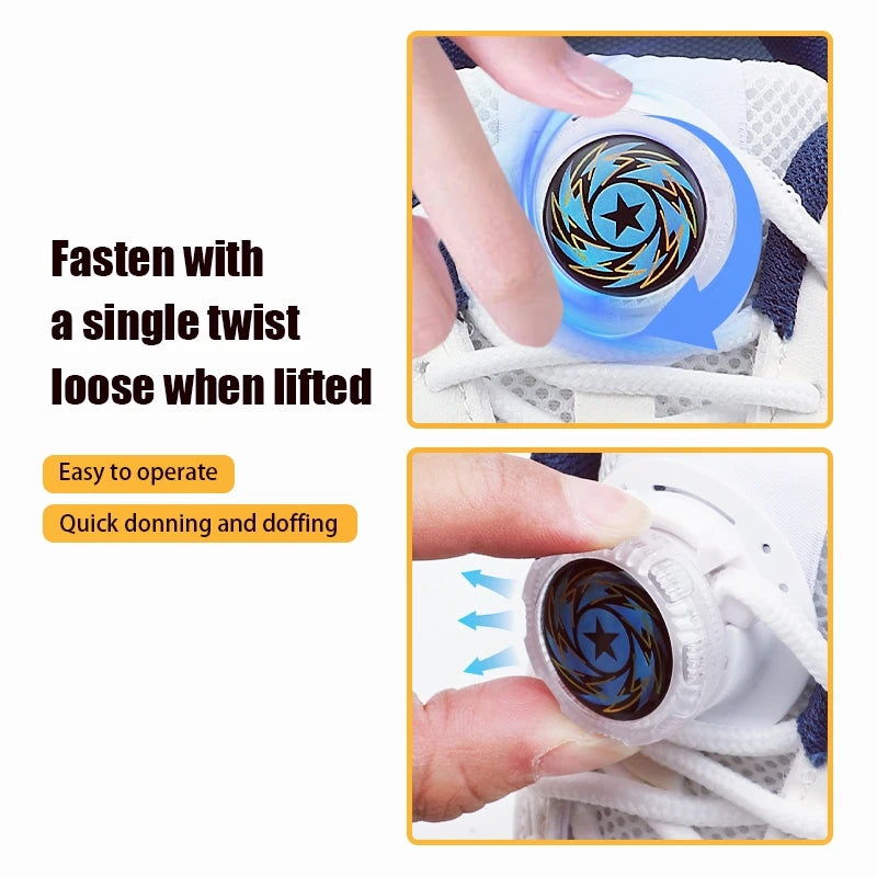 Upgrade Easy Installation Automatic Shoe Laces Without Ties Swivel Metal Capsule Buckle Shoelaces Thick Rope Sneakers Shoelace