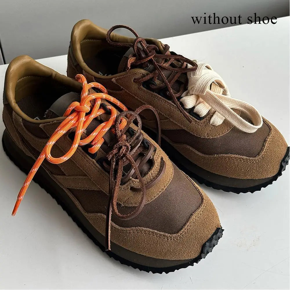 Individual Shoes Laces 4 Pcs Vintage Miu Round Flat Leather Combination DIY Sports Shoelaces Vintage DE Training Shoelaces